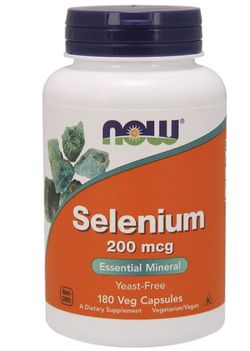 NOW® Foods NOW Selenium, 200 µg, 180 rostlinných kapslí