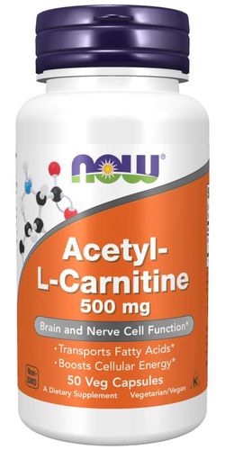 NOW® Foods NOW Acetyl-L-Carnitine 500mg, 50 rostlinných kapslí