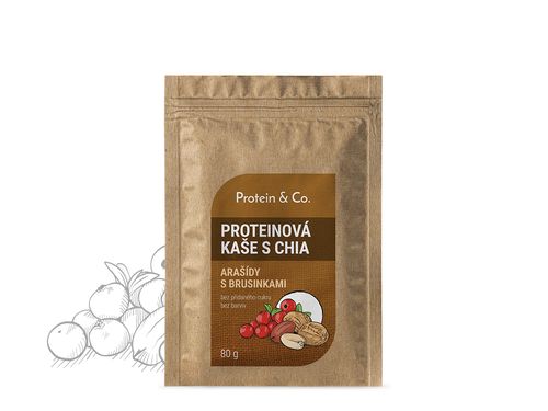 Protein&Co. Proteinové kaše s chia 80 g – 4 příchutě Příchuť 1: Arašídy s brusinkami, Váha: 80 g