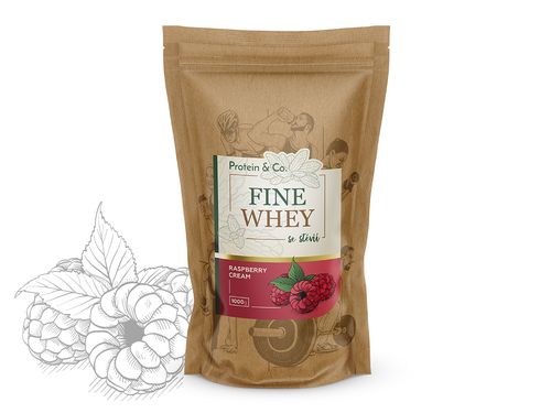 Protein&Co. FINE WHEY – přírodní protein slazený stévií 1+1 ZVOL PŘÍCHUŤ 1: Vanilla dream, ZVOL PŘÍCHUŤ 2: Raspberry cream