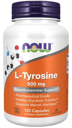 NOW® Foods NOW L-Tyrosine, 500 mg, 120 kapslí