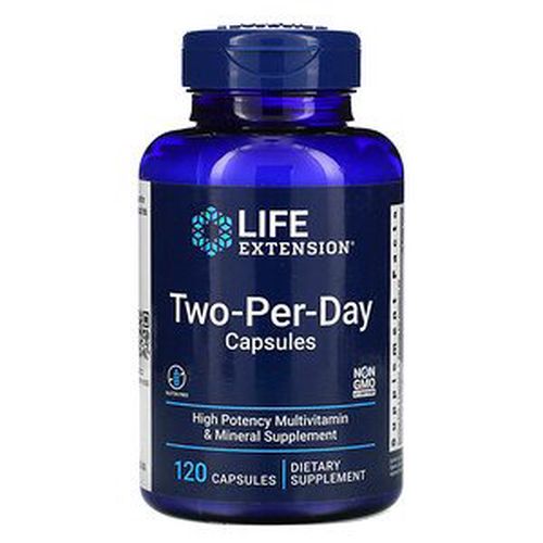 Life Extension Two Per Day multivitamín, 120 kapslí