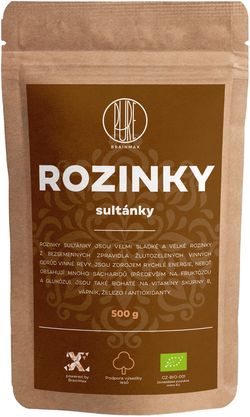 BrainMax Pure Rozinky Sultánky BIO, 500g *CZ-BIO-001 certifikát