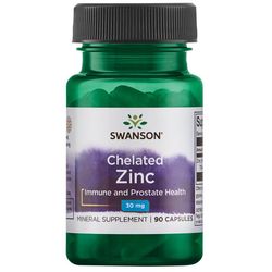 Swanson Chelated Zinc (zinek glycinát), 30 mg, 90 kapslí