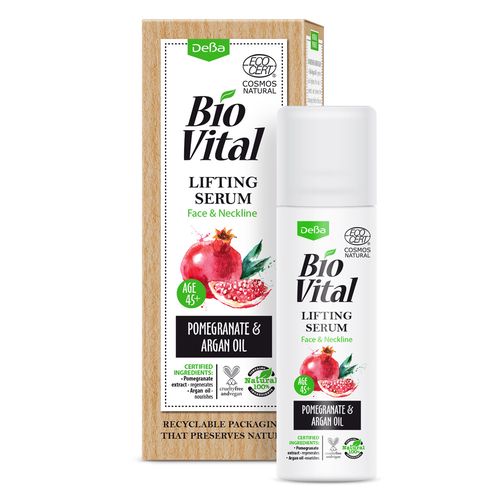 Certifikované Bio liftingové sérum na obličej a krk 45+ BioVital DeBa 30 ml