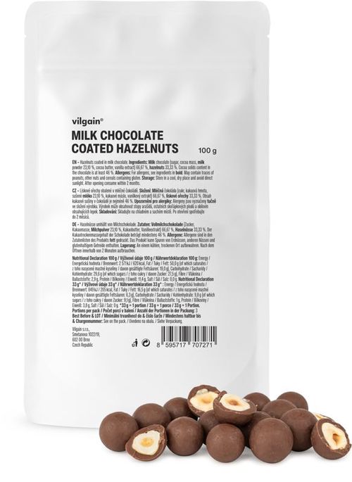 Vilgain Lískové ořechy v mléčné čokoládě 100 g