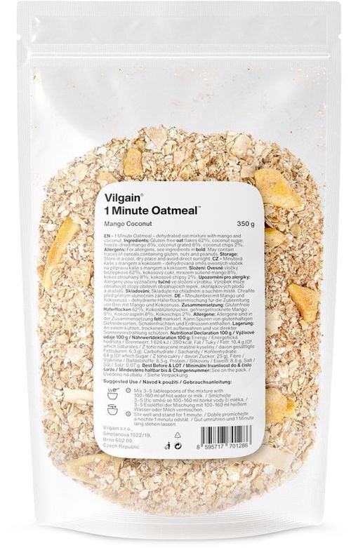 Vilgain Minutová ovesná kaše mango a kokos 350 g