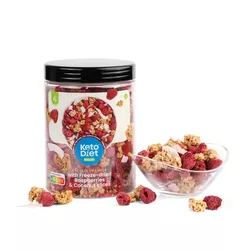 Proteinová granola – s lyofilizovanými malinami a plátky kokosu (250 g)