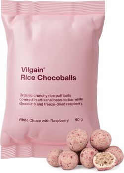 Vilgain Rice Chocoballs BIO Bílá čokoláda s malinou