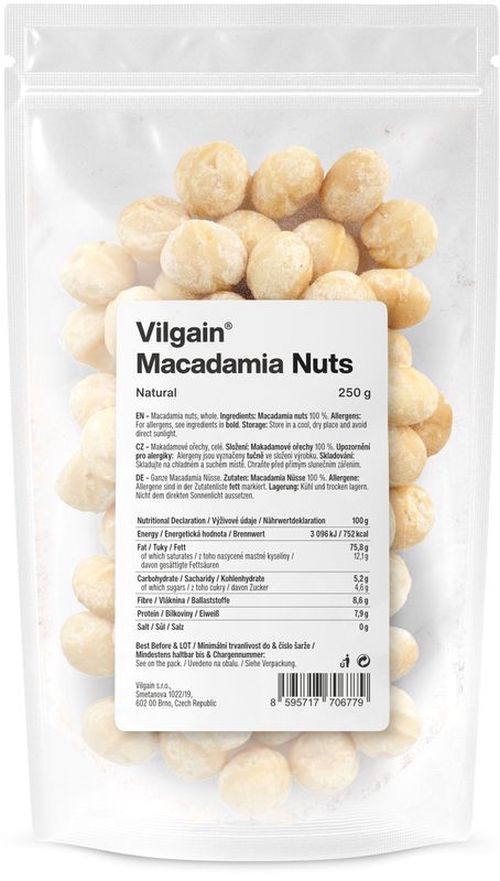 Vilgain Makadamové ořechy natural 250 g