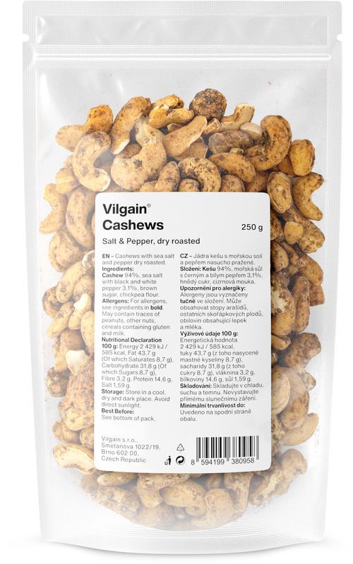 Vilgain Kešu nasucho pražené sůl a pepř 250 g