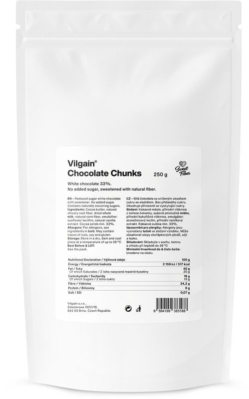 Vilgain Chocolate chunks bílá čokoláda 250 g