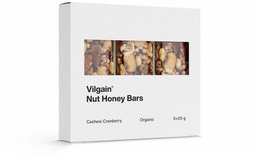 Vilgain Nut Honey Bar BIO kešu a brusinky 75 g (3 x 25 g)