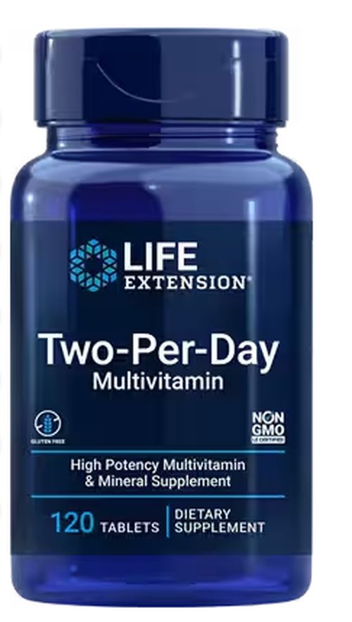 Life Extension Two Per Day multivitamín, 120 tablet