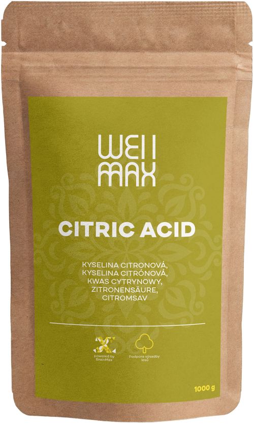 WellMax Kyselina citronová, Citric Acid, 1000 g