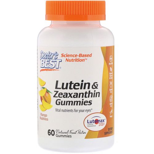 Doctor's Best Doctor’s Best Lutein & Zeaxanthin (zdraví očí), 60 gumových vegan bonbónů s příchutí manga