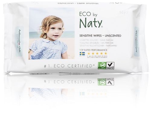 Eco by Naty Vlhčené ubrousky bez vůně - pro citlivou pokožku (56 ks)