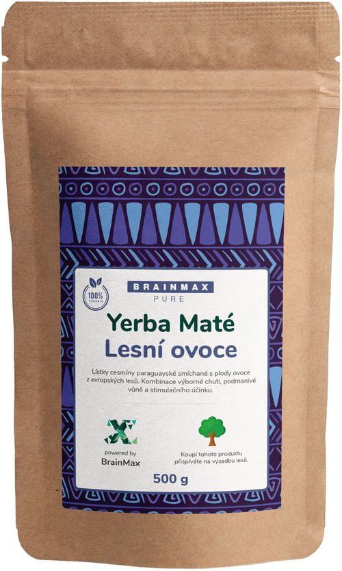 Votamax BrainMax Pure Organic Yerba Maté - Lesní ovoce, 500 g