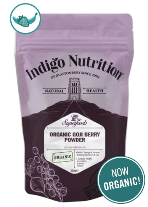 Indigo Herbs Organic Goji Powder, Kustovnice čínská prášek, 250g GB-ORG-04 certifikát