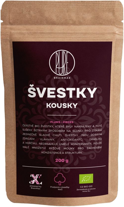 BrainMax Pure Švestky kousky, 200 g *CZ-BIO-001 certifikát