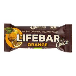 LifeFood - Tyčinka Lifebar pomeranč v čokoládě BIO, 40 g CZ-BIO-001 certifikát