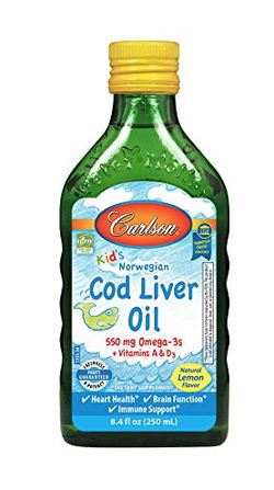 Carlson Labs Kid's Cod liver oil 550mg, Natural lemon (olej z tresčích jater pro děti, citron) 250 ml