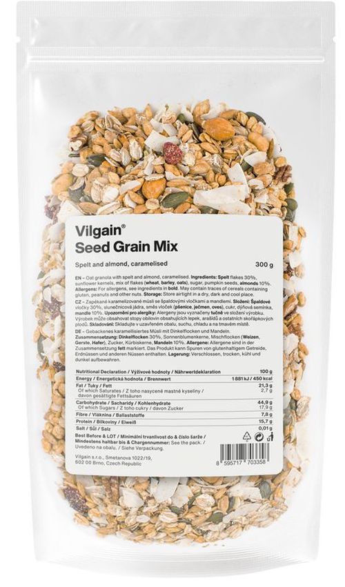 Vilgain Seed Grain Mix karamelizované mandle a špalda 300 g