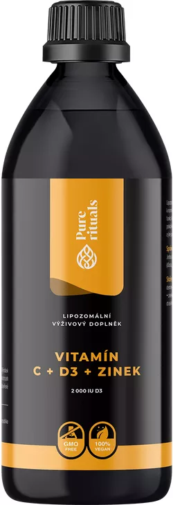 Pure rituals lipozomální Vitamín C+D3+Zinek, 200 ml