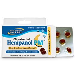 NORTH AMERICAN HERB & SPICE Kapsle s výtažky konopí, heřmánku  a chmelu pro podporu spánku - Hempanol PM Obsah: 10 ks