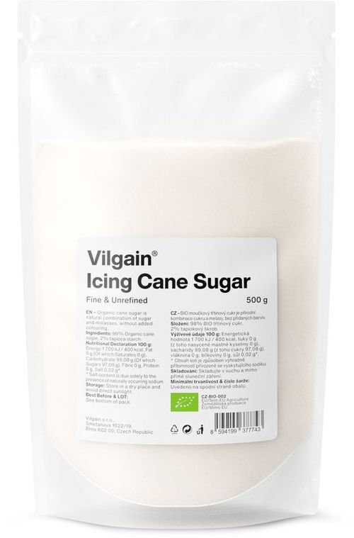 Vilgain Třtinový cukr moučka BIO 500 g