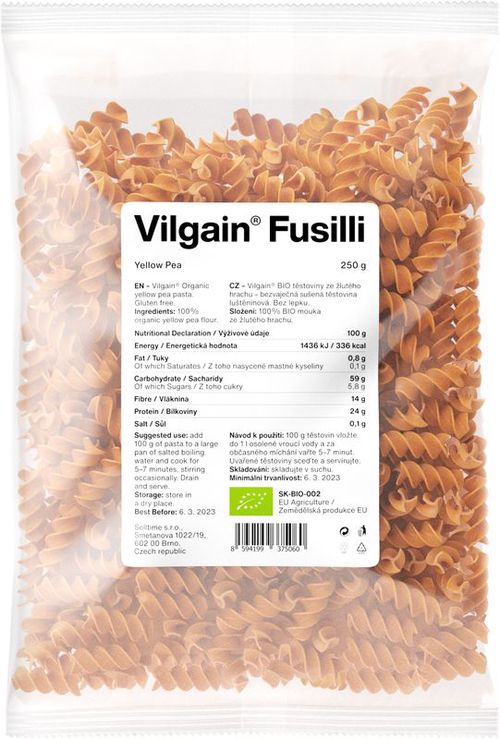 Vilgain Fusilli těstoviny BIO hrachové 250 g