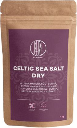 BrainMax Pure Keltská mořská sůl, suchá, 1000 g Keltská mořská sůl