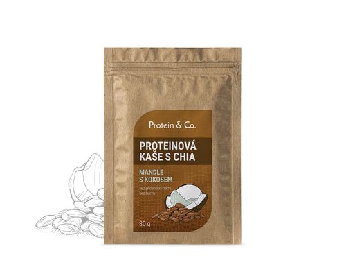 Protein&Co. Proteinové kaše s chia 80 g – 4 příchutě Příchuť 1: kokos s mandlí, Váha: 80 g