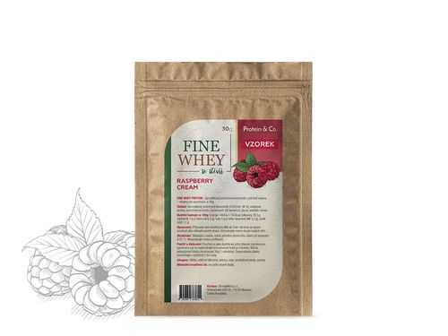 Protein&Co. FINE WHEY – přírodní protein slazený stévií – 30 g Příchuť: Raspberry cream