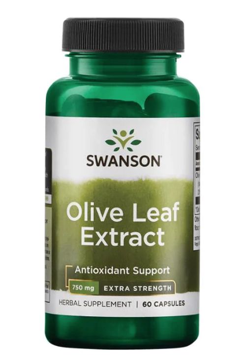 Swanson Olive Leaf Extract 750 mg Super Strength (Extrakt z olivových listů), 60 kapslí