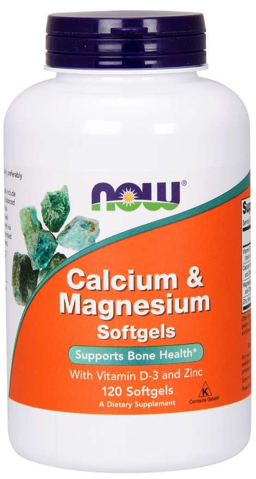 NOW® Foods NOW Calcium & Magnesium, with Vitamin D-3 and Zinc, Vápník + Hořčík + Vitamín D3 a Zinek, 120 softgelových kapslí