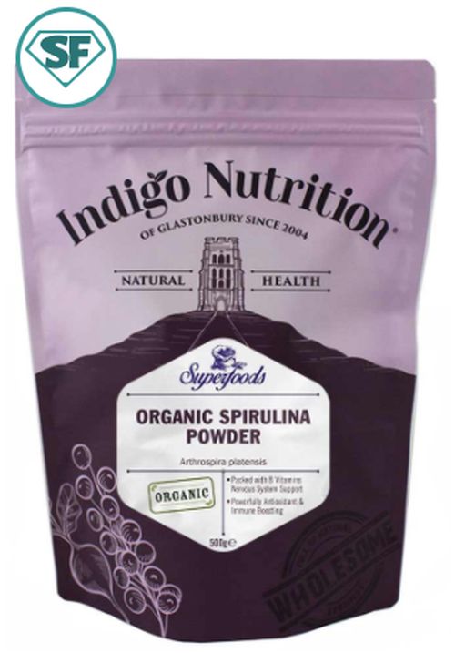 Indigo Herbs Organic Spirulina Powder, spirulina v prášku, 500 g GB-ORG-04 certifikát