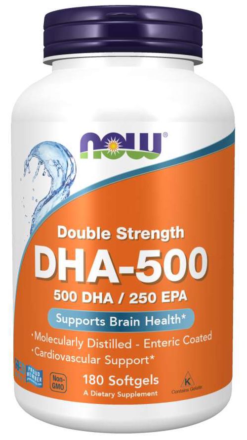 NOW® Foods NOW DHA-500, 500 DHA/250 EPA, Omega 3, 180 softgelových kapslí