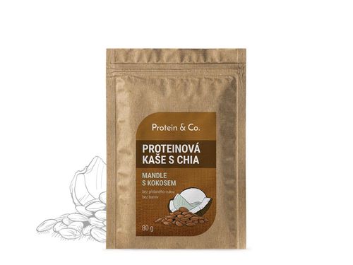 Protein&Co. Proteinové kaše s chia 480 g – 4 příchutě Příchuť 1: kokos s mandlí, Váha: 480 g