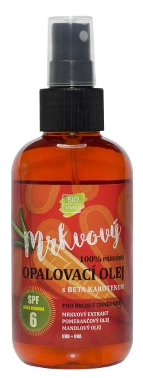 100% Přírodní opalovací olej s mrkvovým extraktem SPF 6