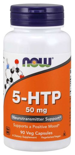 NOW® Foods NOW 5-HTP, 50 mg, 90 rostlinných kapslí