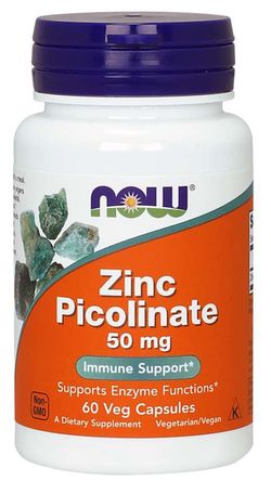 NOW® Foods NOW Zinc Picolinate (zinek pikolinát), 50 mg, 60 rostlinných kapslí